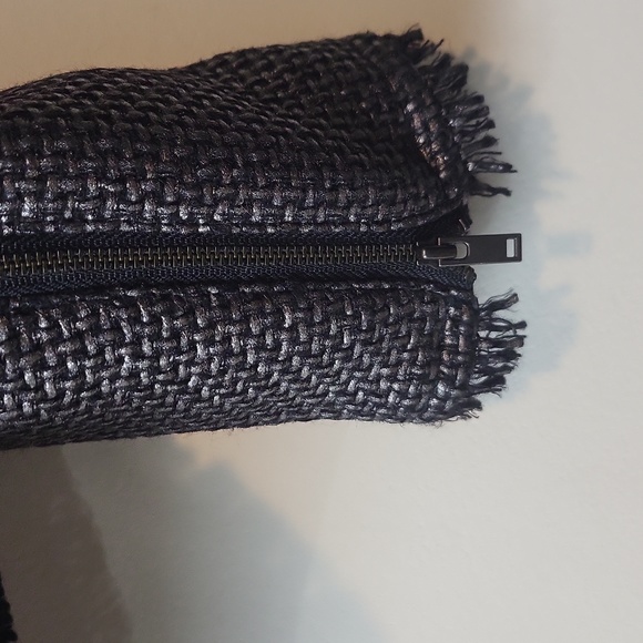 BANANA REPUBLIC Black Silver Gunmetal Metallic Tweed Moto Jacket - Picture 6 of 12